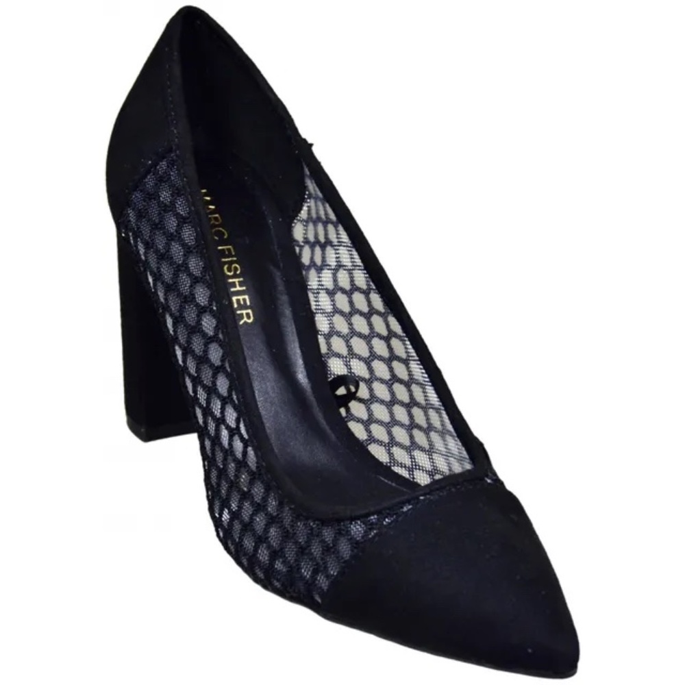 Marc Fisher Black Dalta Mesh Suede Pumps